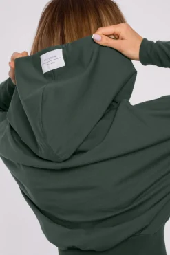 Bluza z kapturem i wysokim ściągaczem - militarno-zielona