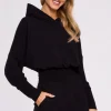Bluza z kapturem i wysokim ściągaczem - czarna