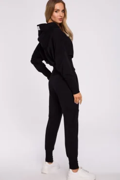 Bluza z kapturem i wysokim ściągaczem - czarna