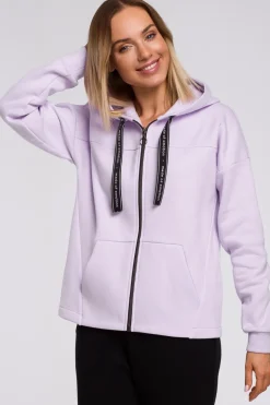Bluza z kapturem zasuwana na zamek - liliowa