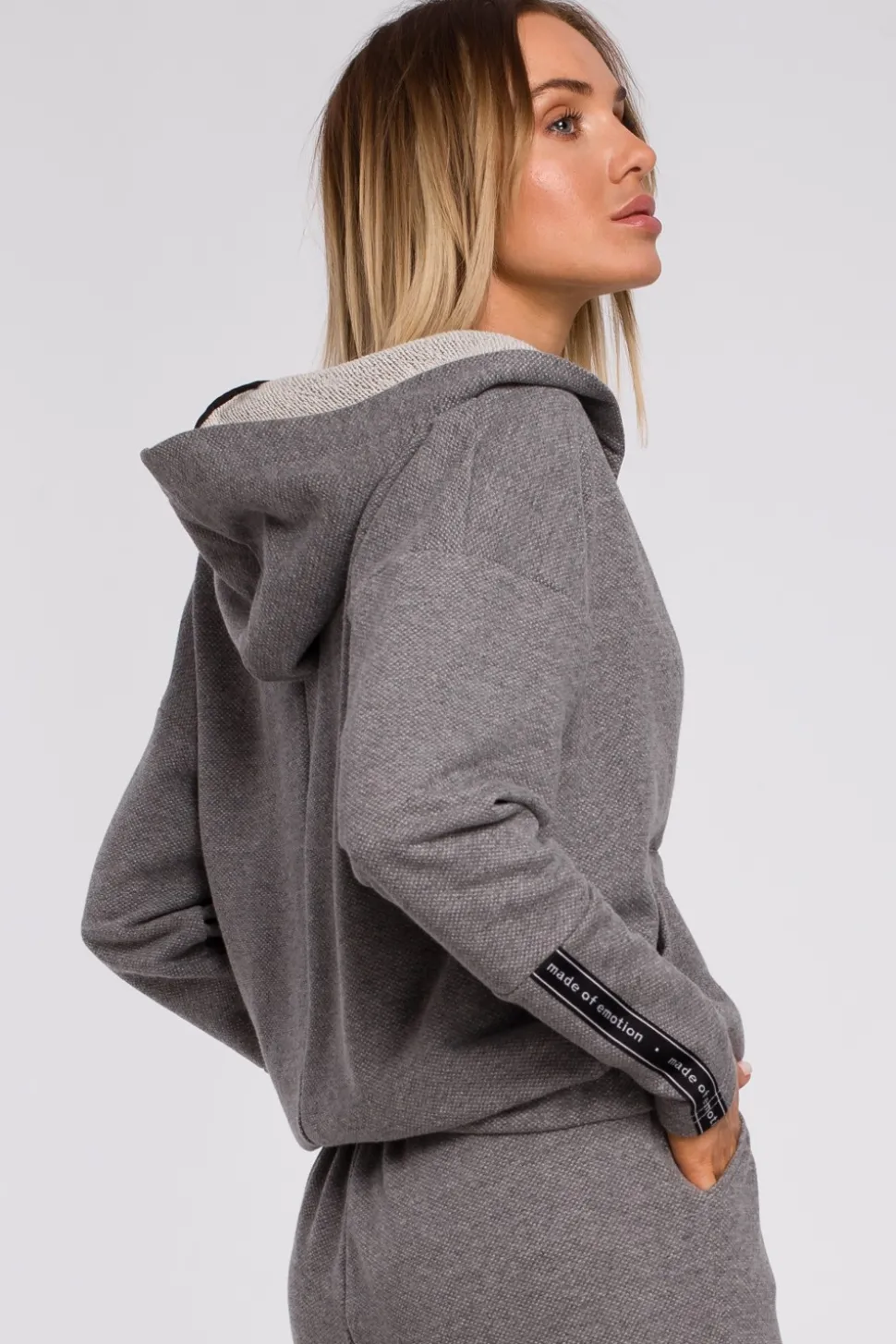 Bluza z kieszenią kangurek i kapturem - szara