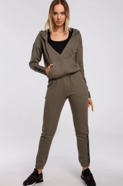Bluza z kieszenią kangurek i kapturem - khaki
