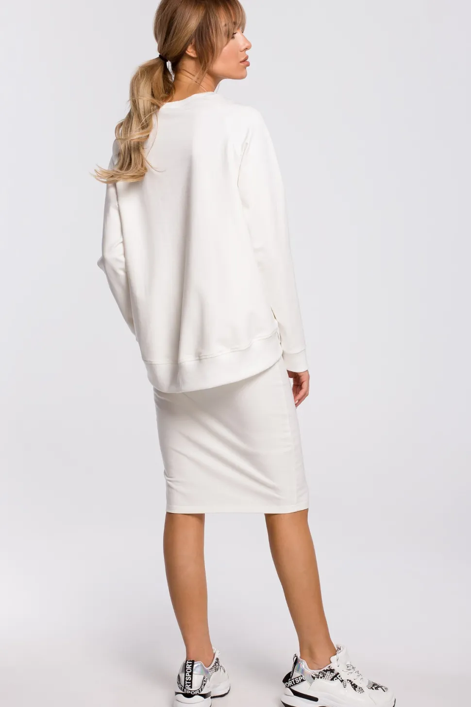 Bluza z klamerkami i lampasami - ecru