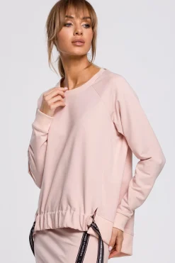 Bluza z klamerkami i lampasami - cukierkowo-różowa
