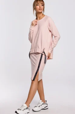 Bluza z klamerkami i lampasami - cukierkowo-różowa
