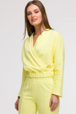 Bluza z kopertowym dekoltem - cytrynowa