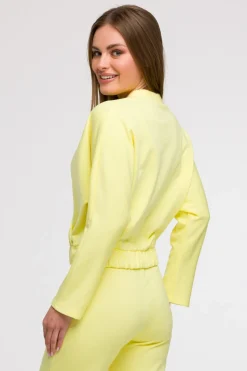 Bluza z kopertowym dekoltem - cytrynowa