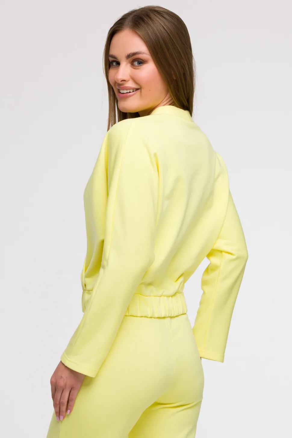 Bluza z kopertowym dekoltem - cytrynowa