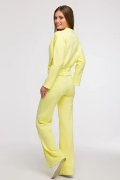 Bluza z kopertowym dekoltem - cytrynowa
