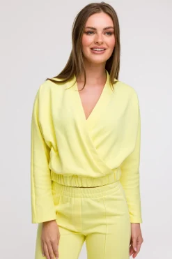 Bluza z kopertowym dekoltem - cytrynowa