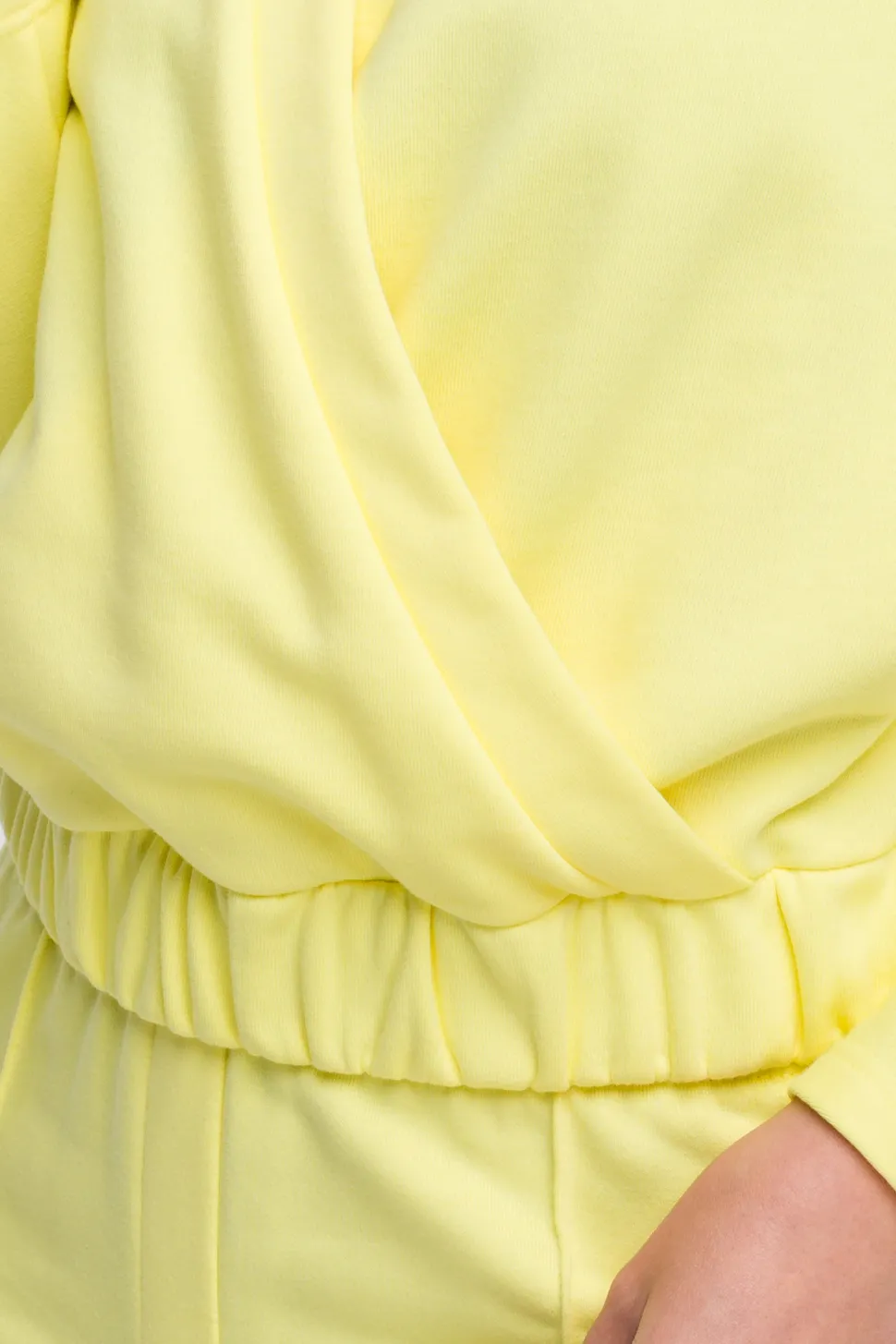 Bluza z kopertowym dekoltem - cytrynowa