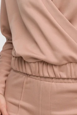 Bluza z kopertowym dekoltem - mocca