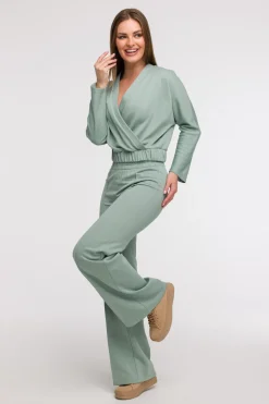Bluza z kopertowym dekoltem - miętowa