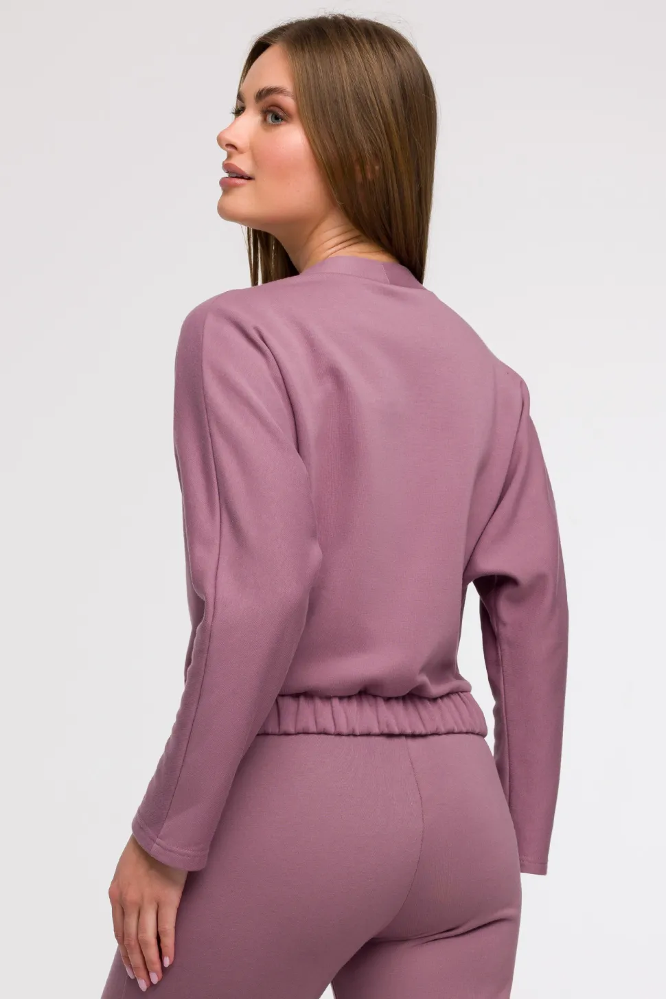 Bluza z kopertowym dekoltem - wrzosowa