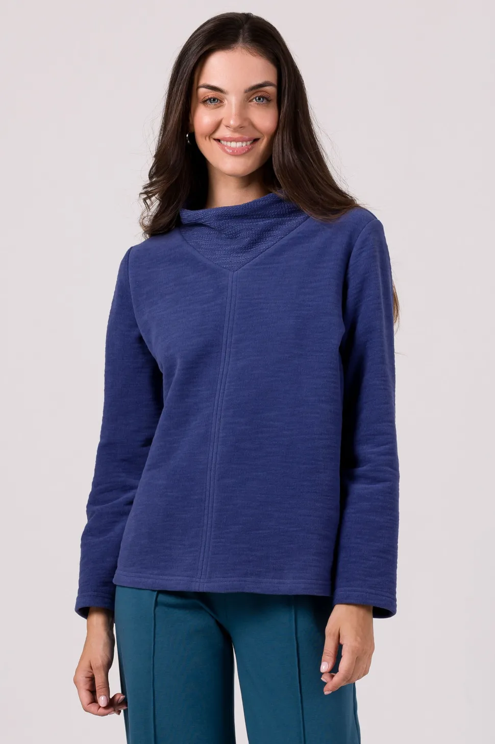 Bluza z wysokim kołnierzem - indygo