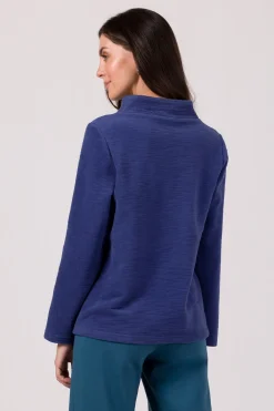 Bluza z wysokim kołnierzem - indygo