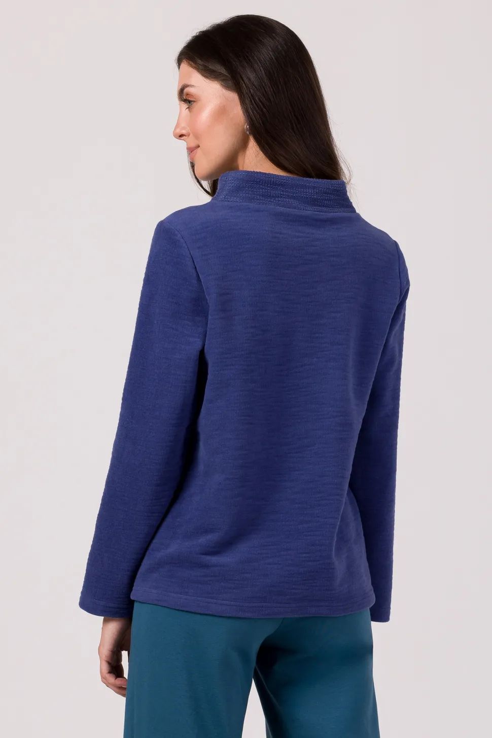 Bluza z wysokim kołnierzem - indygo