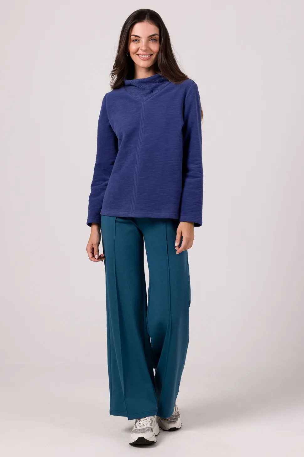 Bluza z wysokim kołnierzem - indygo