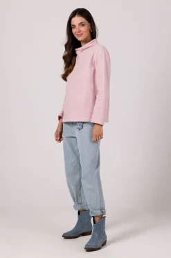 Bluza z wysokim kołnierzem - pudrowa