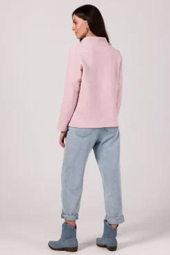 Bluza z wysokim kołnierzem - pudrowa