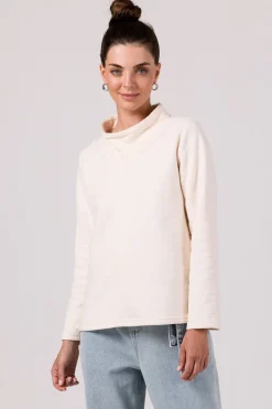 Bluza z wysokim kołnierzem - waniliowa