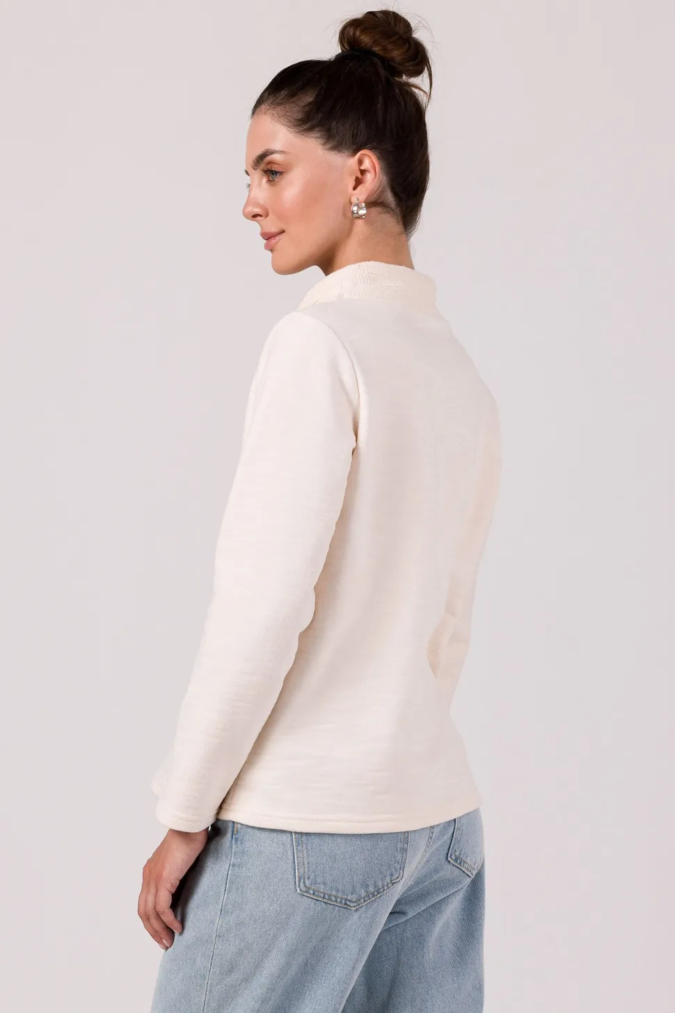 Bluza z wysokim kołnierzem - waniliowa