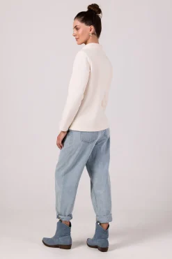 Bluza z wysokim kołnierzem - waniliowa
