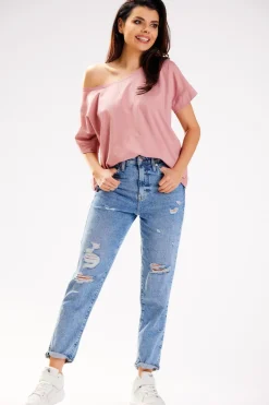 Bluzka damska oversize - różowa