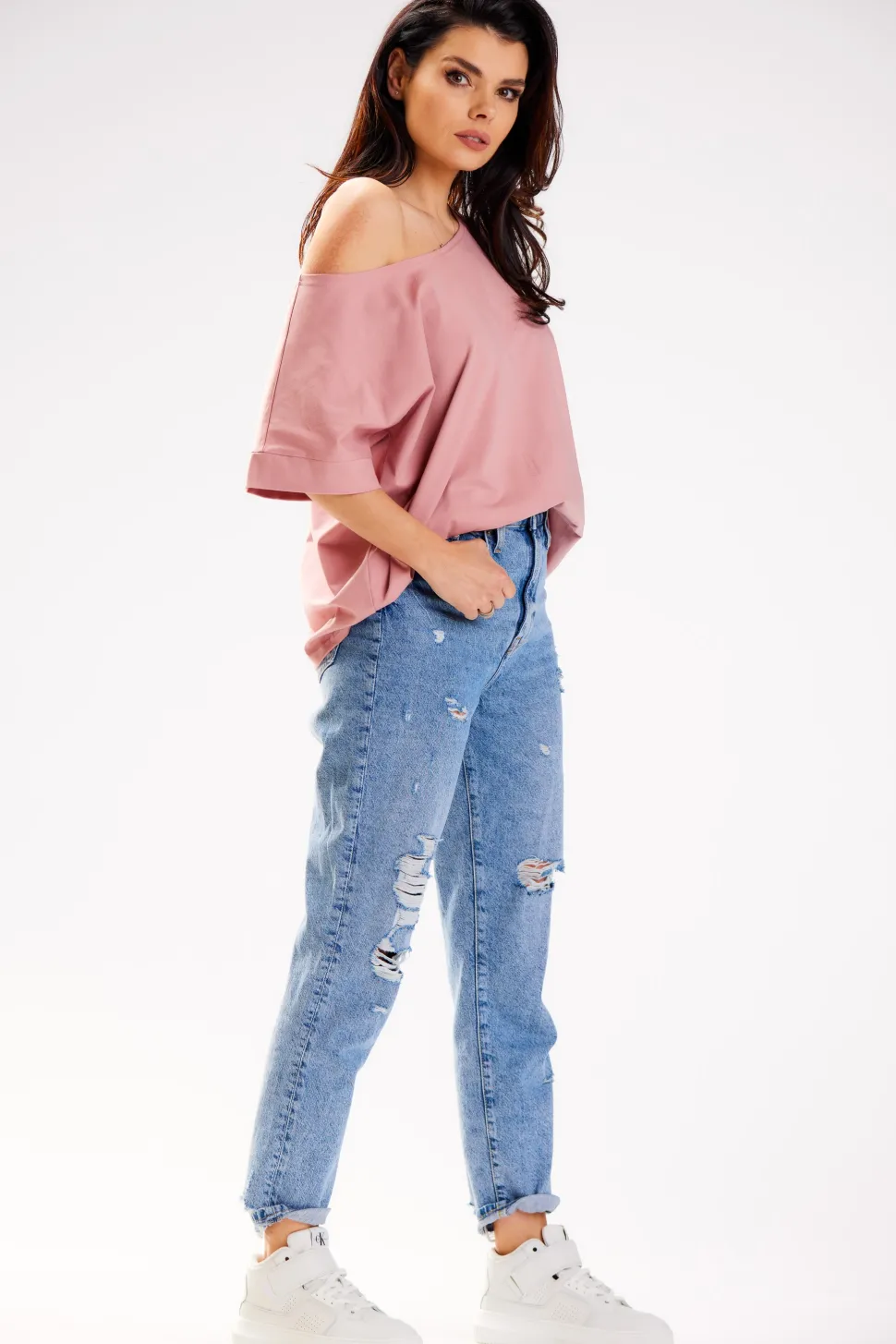 Bluzka damska oversize - różowa