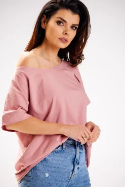 Bluzka damska oversize - różowa