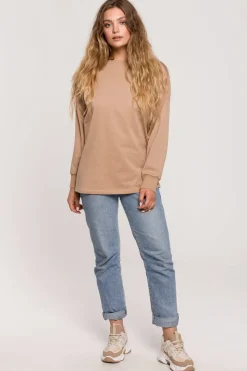 Bluzka longsleeve z nadrukiem - orzechowa