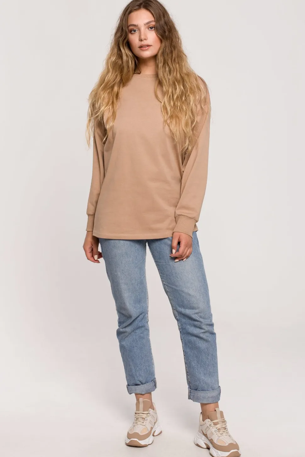 Bluzka longsleeve z nadrukiem - orzechowa