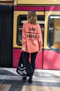 Bluzka longsleeve z nadrukiem - ceglasta