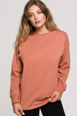 Bluzka longsleeve z nadrukiem - ceglasta