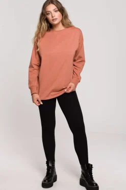 Bluzka longsleeve z nadrukiem - ceglasta