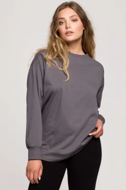 Bluzka longsleeve z nadrukiem - antracytowa