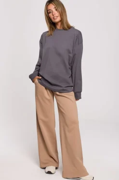 Bluzka longsleeve z nadrukiem - antracytowa