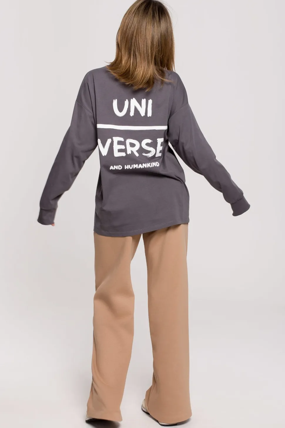 Bluzka longsleeve z nadrukiem - antracytowa