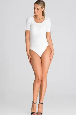 Body damskie z krótkim rękawem - ecru