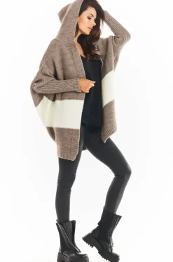 Ciepły kardigan oversize - beżowy