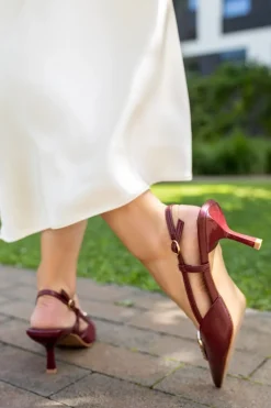 Czółenka slingback Amanda - bordowe