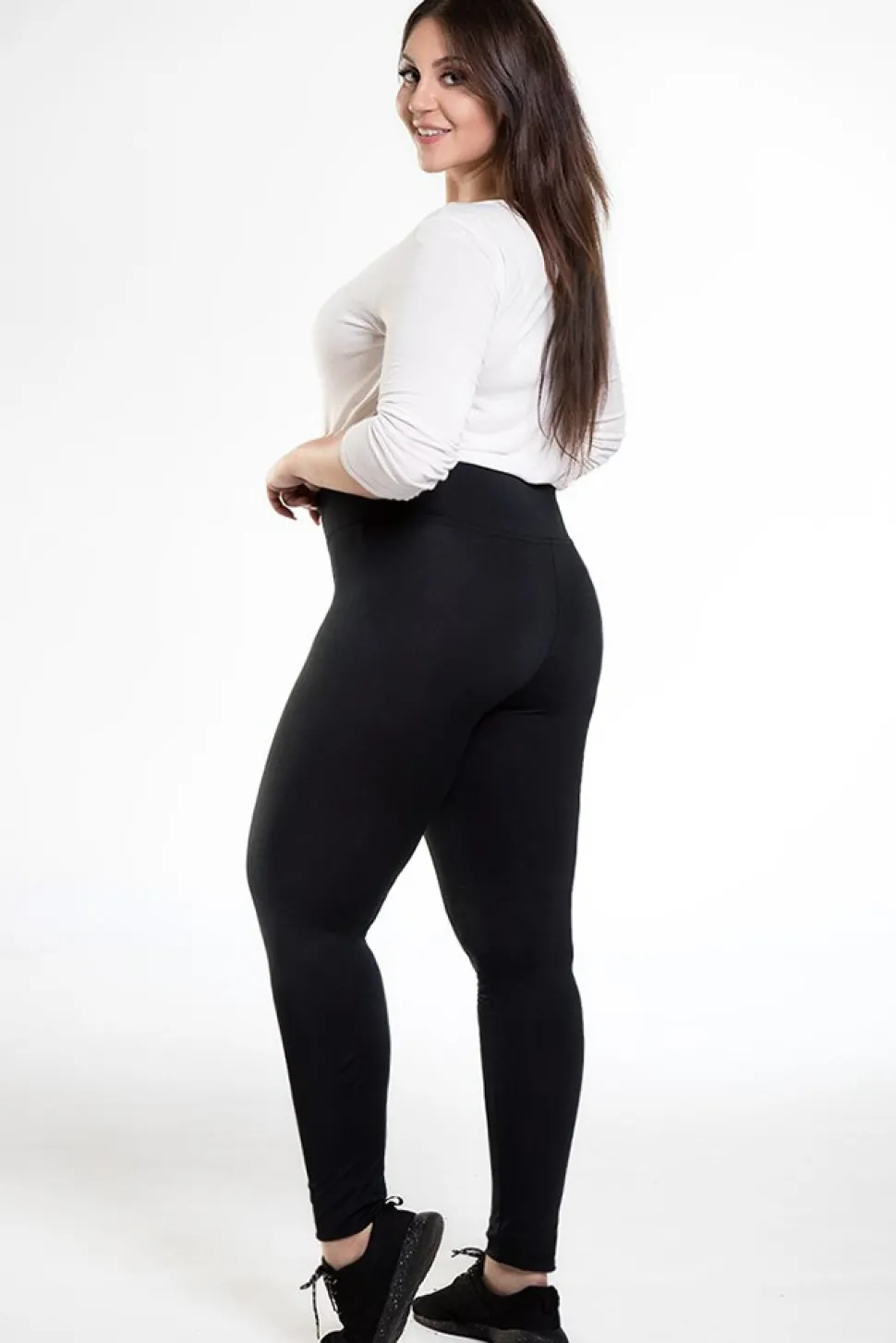 Dopasowane legginsy antycellulitowe plus size - czarne
