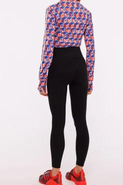 Dopasowane legginsy prążkowane z wysokim stanem - czarne