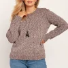 Dopasowany sweter z melanżowej dzianiny - różowy melanż