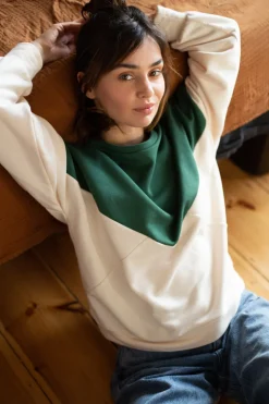 Dwukolorowa bluza o luźnym kroju - model 1