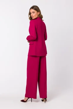 Elegancka marynarka bez zapięcia - śliwkowa