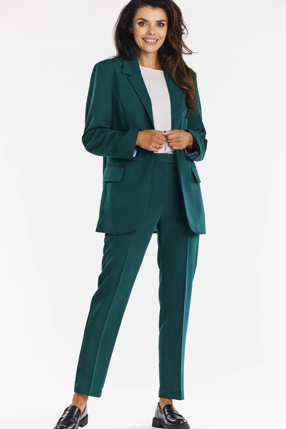Elegancka marynarka o luźnym kroju - butelkowa zieleń