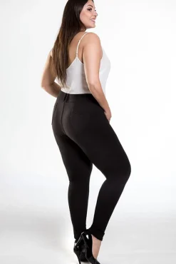 Eleganckie dopasowane legginsy damskie z kieszeniami z tyłu - czarne