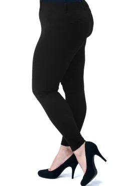 Eleganckie dopasowane legginsy damskie z kieszeniami z tyłu - czarne