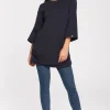 Gładka elegancka tunika - granatowa